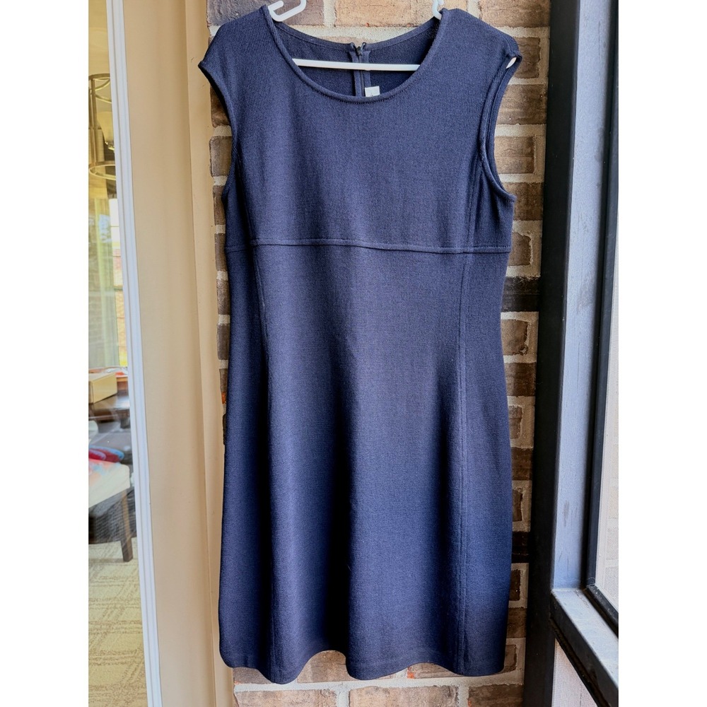 St. John Collection Santana Knit Sleeveless Sheath Dress Womens 10 Black